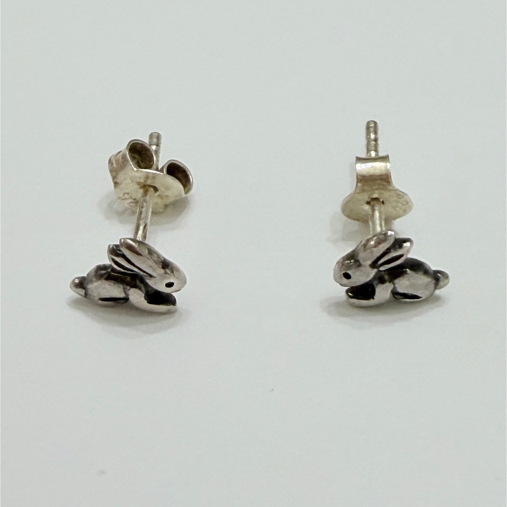Sterling Silver 925 Bunny Rabbit Stud Earrings Animal Jewelry Silver Tiny Studs